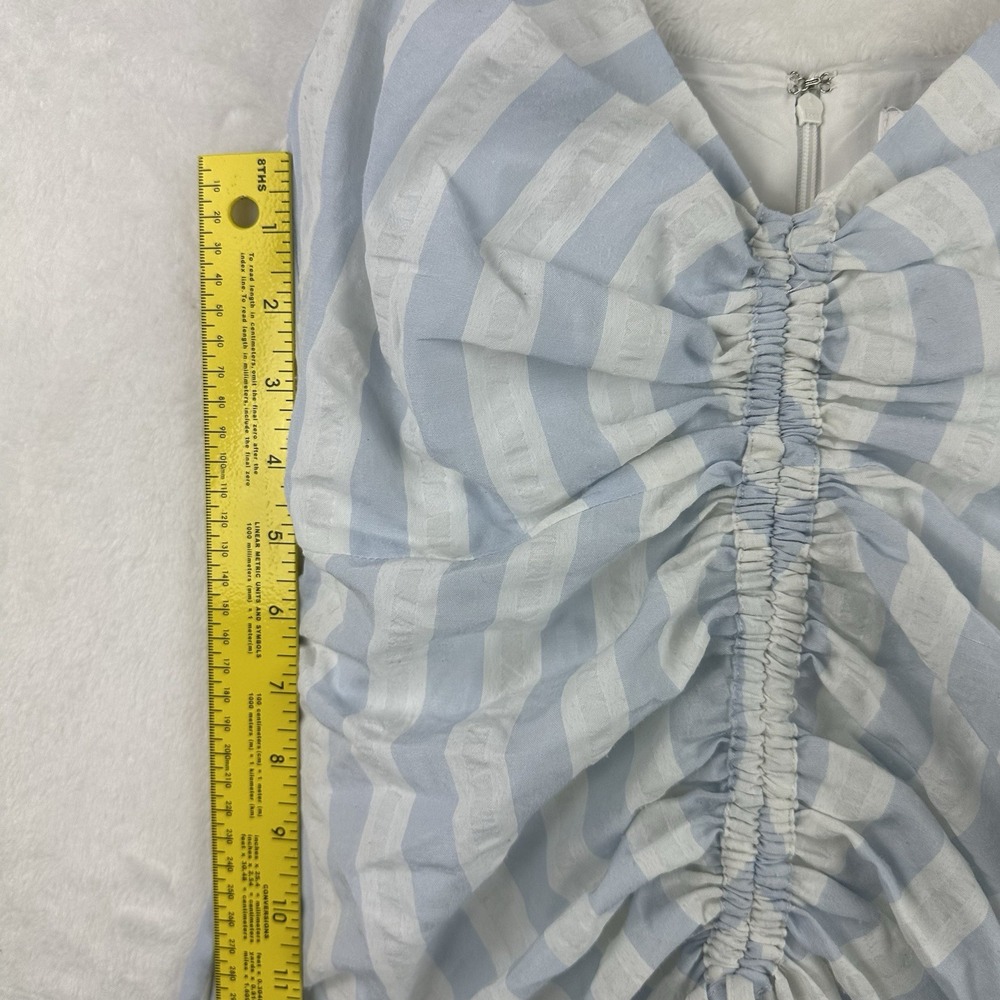 Cupcakes and Cashmere Womens Gathered Front Midi Dress Size 2 Blue White Stripes - Picture 6 of 14
